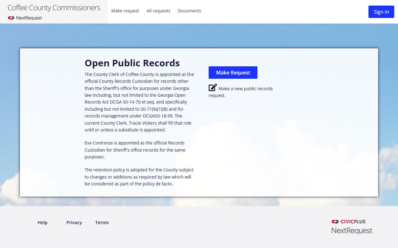 Coffee County NextRequest public records portal