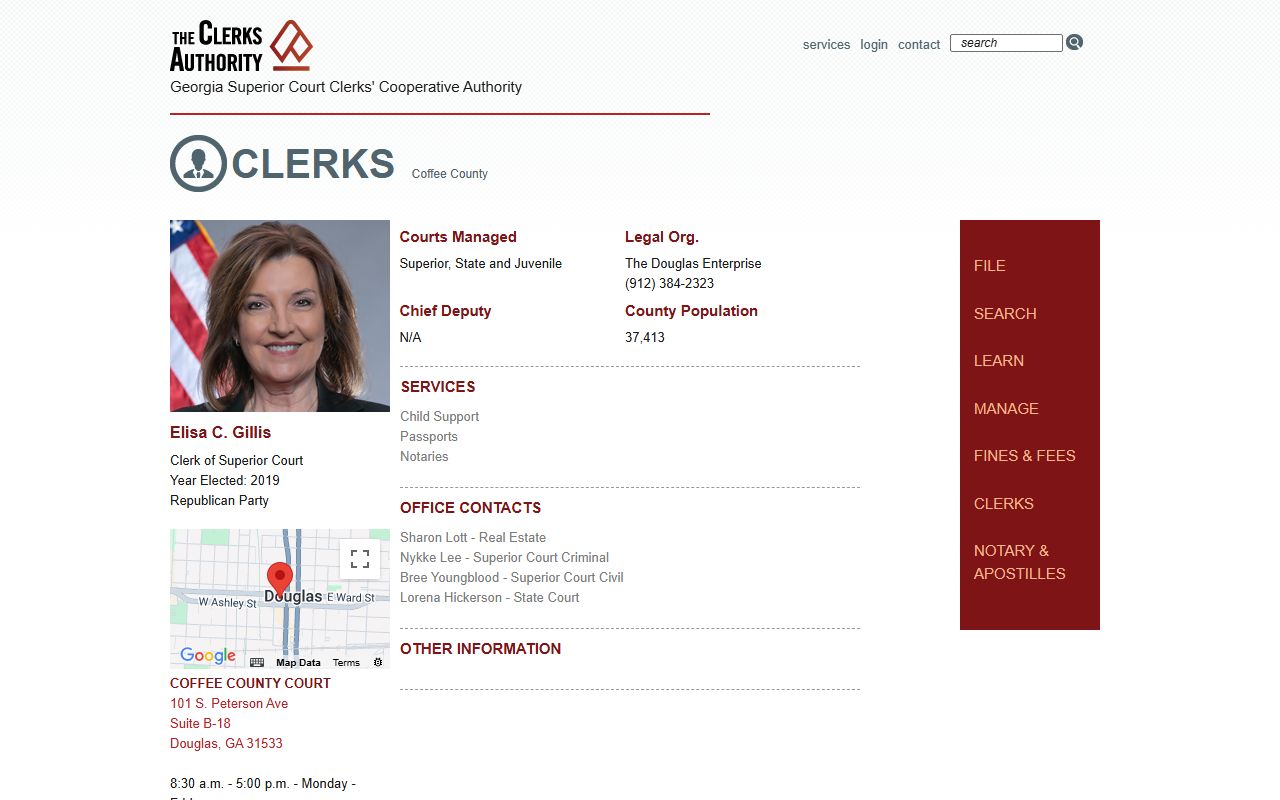 GSCCCA Coffee County clerk profile for Elisa Gillis