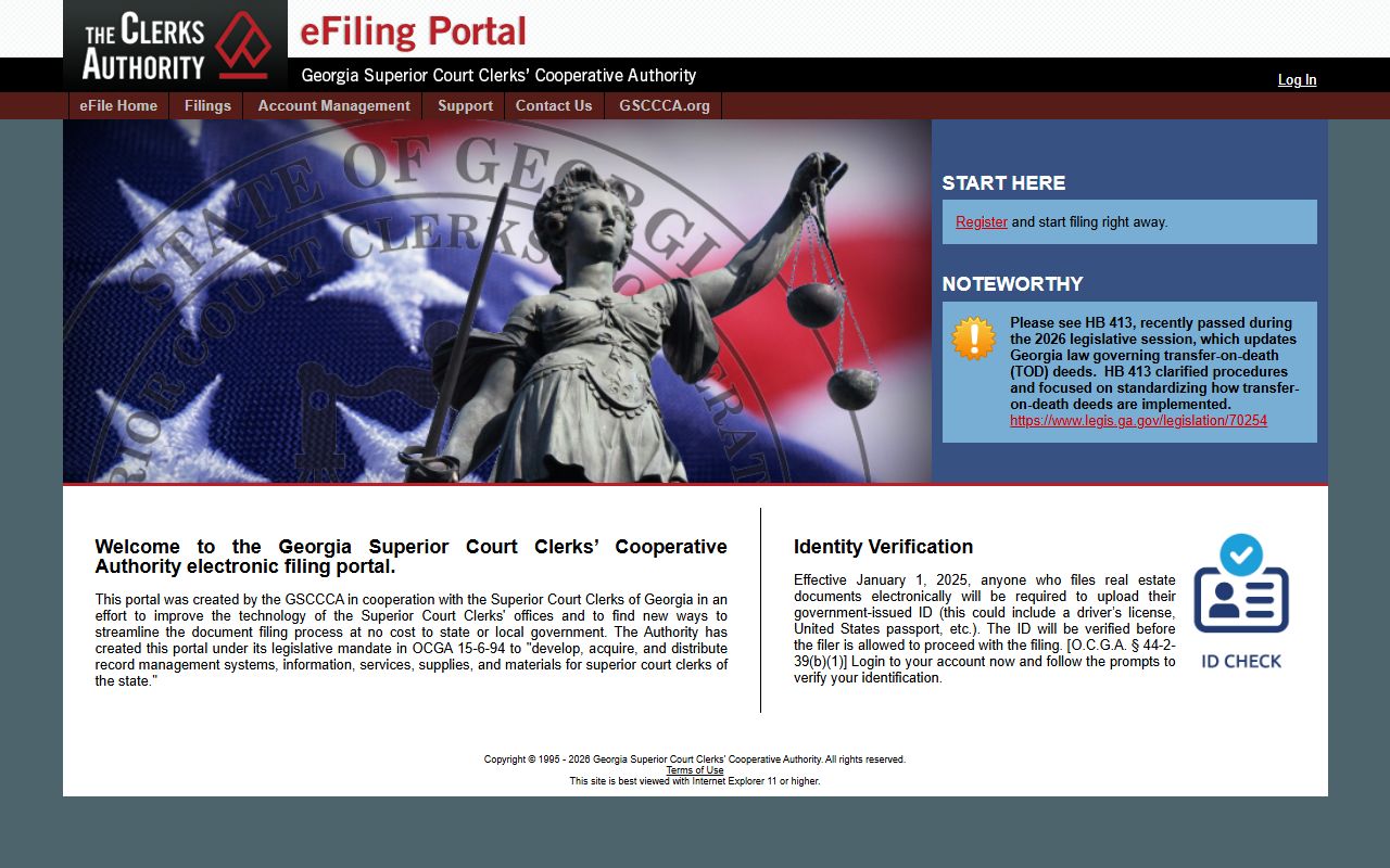 GSCCCA real estate e-filing portal