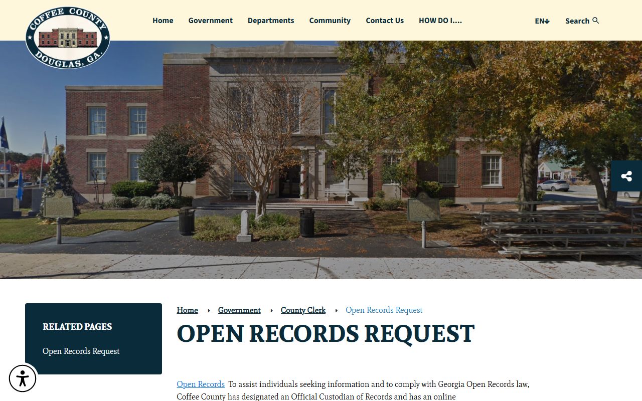 Coffee County open records request page