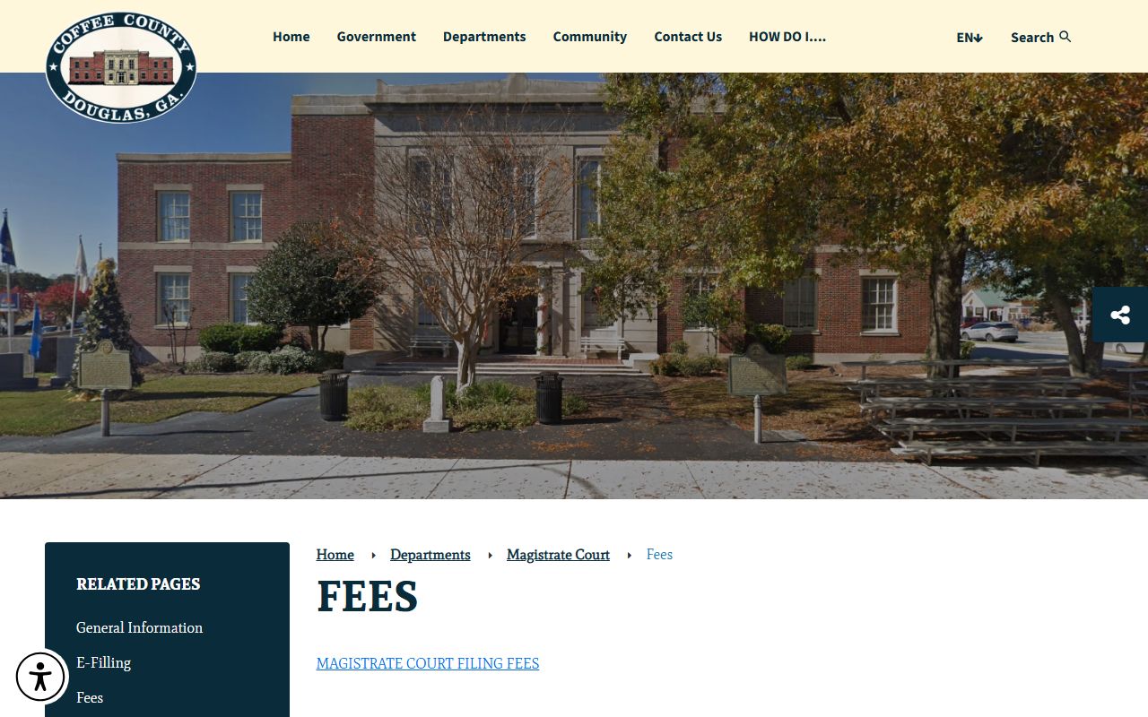 Coffee County arrest records and court charges Magistrate Court filing fees