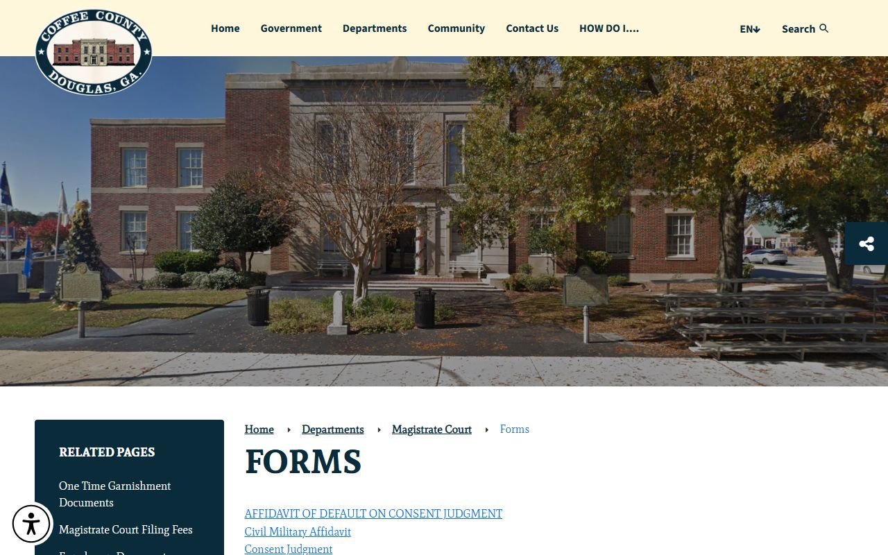 Coffee County arrest records and court charges Magistrate Court forms