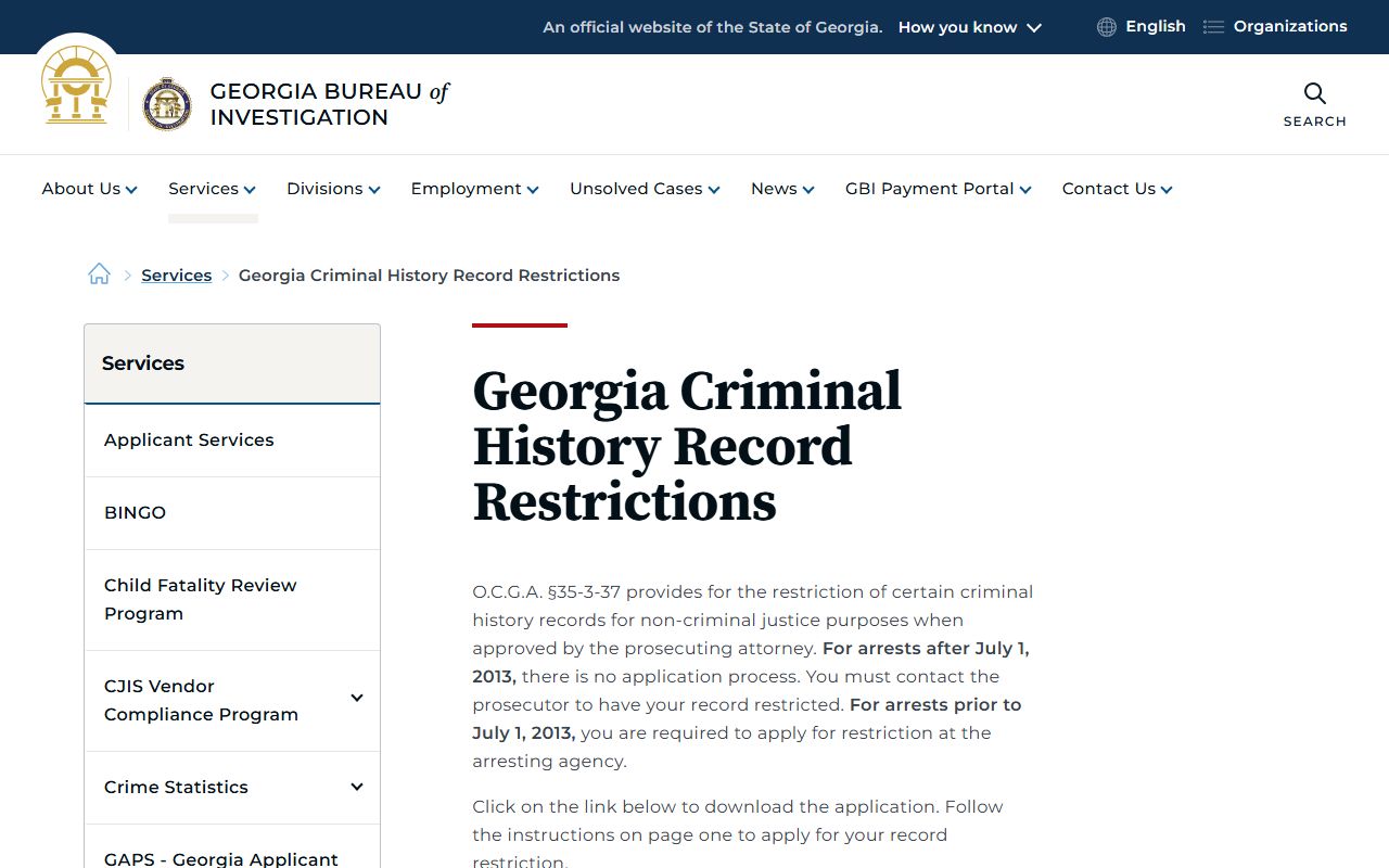 Coffee County criminal court records GBI record restriction guidance