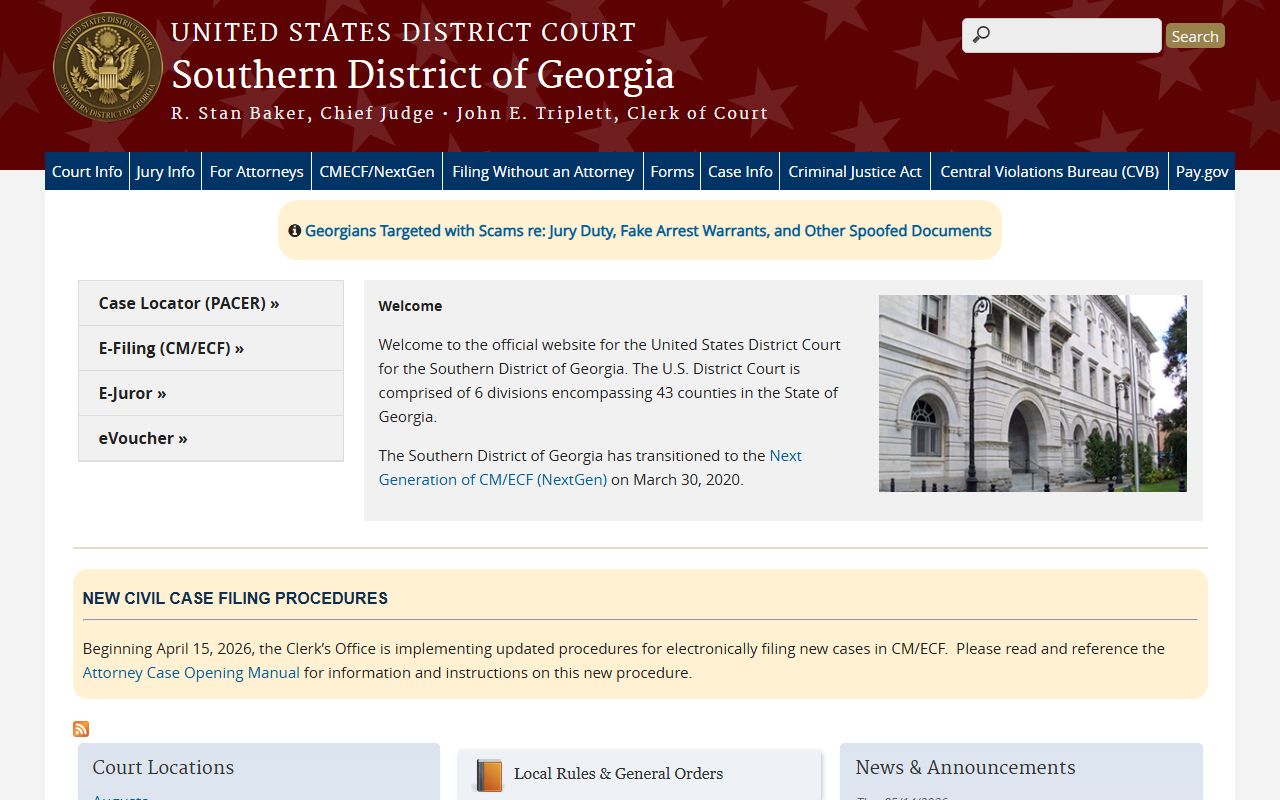 U.S. District Court for the Southern District of Georgia home page