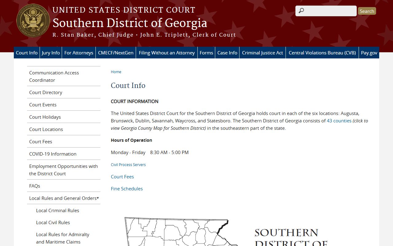 Southern District of Georgia court information page