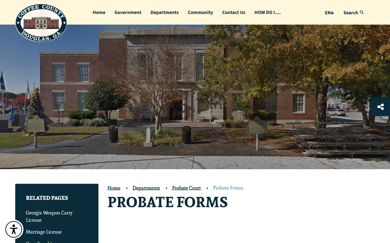 Coffee County Probate Court forms page