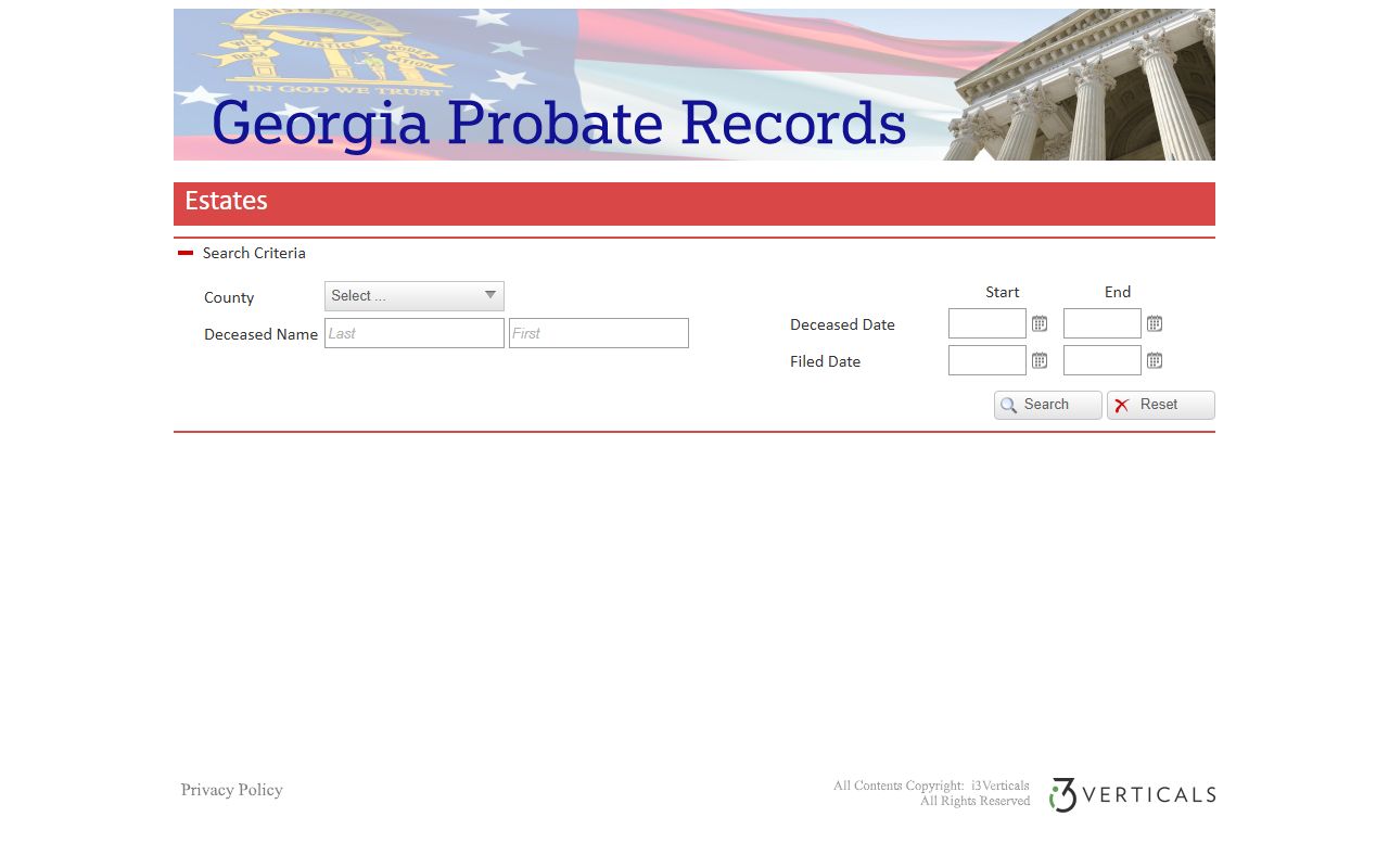 Georgia Probate Records estate search fields