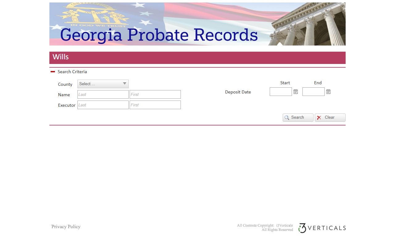 Georgia Probate Records will search fields