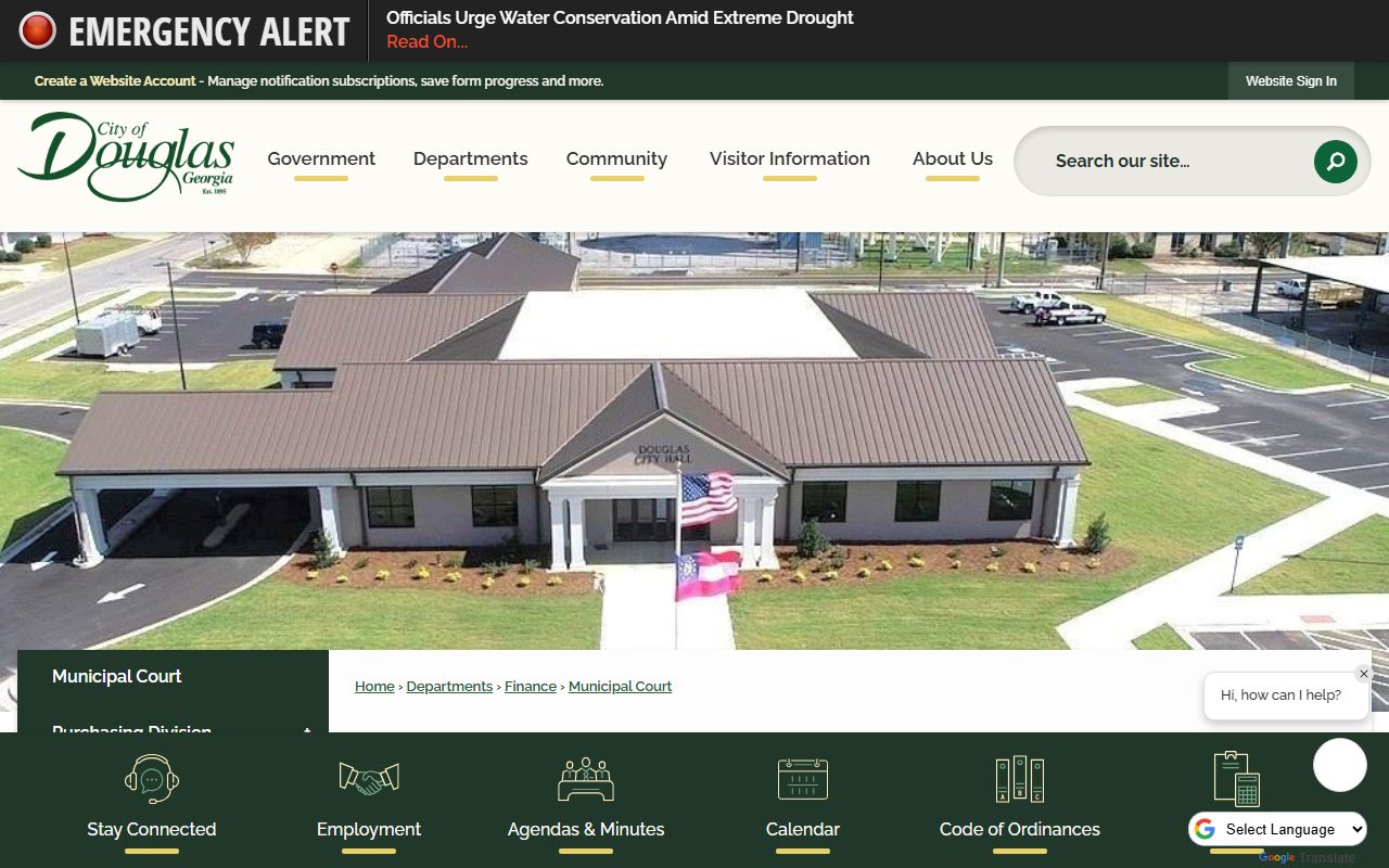Coffee County warrant records Douglas Municipal Court page